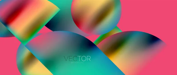 Geometric Abstract Panorama Wallpaper Background Shapes Circles Metallic Color Geometric — Vetor de Stock