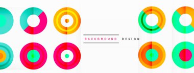 Renkli çemberler soyut arkaplan. Duvar kağıdı, afiş, arkaplan, iniş sayfası, duvar resimleri, davetiyeler, posterler için yüksek teknoloji tasarımı