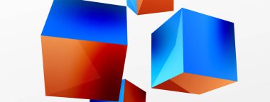 3d vector abstract background. Flying cubes composition. Trendy techno business template for wallpaper, banner, background or landing