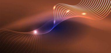 Soyut arkaplan neon dalgası. Duvar kağıdı, afiş, arkaplan, iniş sayfası, duvar resimleri, davetiyeler, posterler için yüksek teknoloji tasarımı