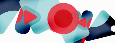 Çizgi, üçgen, kare ve çember ilkel bileşimi. Duvar kağıdı, pankart, arkaplan, iniş sayfası için vektör geometrik asgari özet arkaplan