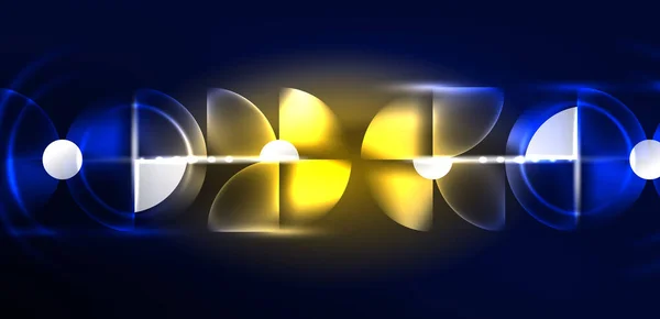 Neonové Světlo Zářící Kruhy Vektor Abstraktní Pozadí — Stockový vektor