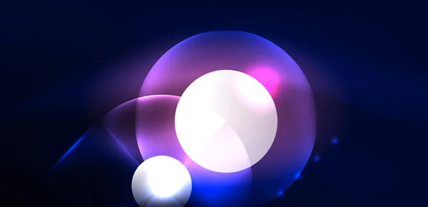 Neon Ljus Glödande Cirklar Vektor Abstrakt Bakgrund — Stock vektor