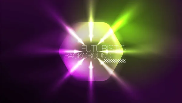 Glowing Neon Hexagons Dark Space Digital Technology Cyberspace Tech Techno — Stock Vector
