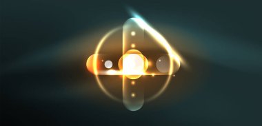 Soyut parlak neon ışıklı tekno daireler arka planı