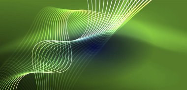 Soyut arkaplan neon dalgası. Duvar kağıdı, afiş, arkaplan, iniş sayfası, duvar resimleri, davetiyeler, posterler için yüksek teknoloji tasarımı