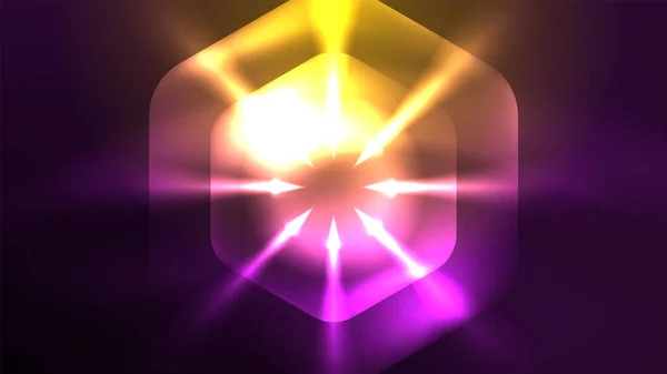 Glowing Neon Hexagons Dark Space Digital Technology Cyberspace Tech Techno — Stock Vector