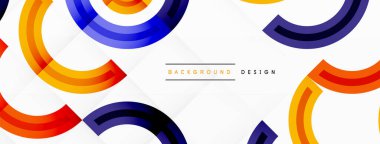 Çemberler, ızgara desenli soyut bir arka planda düzenlenir ve çeşitli renklerin gölgeleri de dahil olmak üzere farklı renk aralıklarına sahiptir. Duvar kağıdı, afiş, sunum, arkaplan şablonu