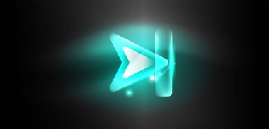 Neon hız oku ve çizgi arka planı şekillendirir. Parlak arka planlı yüksek teknoloji konsepti. Karanlıkta parlayan ışık efekti