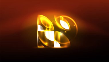 Soyut arka plan vektörü neon parlayan geometrik elementler. Duvar kağıdı, afiş, arkaplan, iniş sayfası, duvar resimleri, davetiyeler, posterler için yüksek teknoloji tasarımı