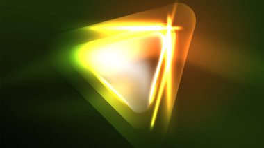 Dijital Neon Soyut Arkaplan, Üçgenler ve Işıklar Geometrik Tasarım Şablonu