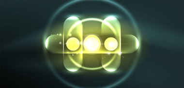 Soyut parlak neon ışıklı tekno daireler arka planı