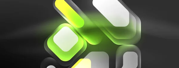 Parlayan Neon Geometrik Elementler Soyut Arkaplan Neon Işığı Lazer Gösterisi — Stok Vektör
