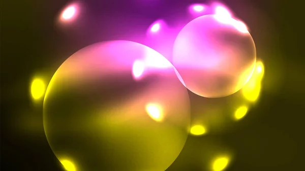 Neon Cerchi Incandescenti Magico Concetto Energia Spazio Luce Disegno Astratto — Vettoriale Stock