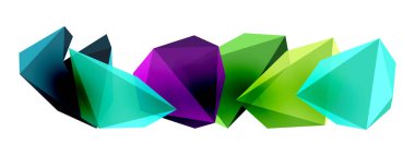 Düşük-poli üçgenlerden inşa edilmiş geometrik 3D şekilli modern vektör arkaplanı, çağdaş tasarımlar için mükemmel.