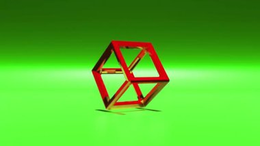 Tek dönüşlü ip küp 3D animasyon hareketli grafikleri. Geometrik döngüsel canlandırma arkaplanı