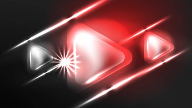 Dijital Neon Soyut Arkaplan, Üçgenler ve Işıklar Geometrik Tasarım Şablonu