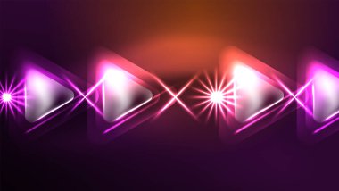 Karanlıkta ışık efektli tekno neon üçgenler