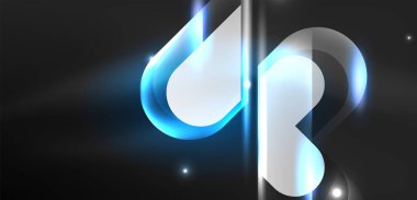 Soyut arkaplan parlayan neon ışıklı geometrik şekiller. Duvar kağıdı, bayrak, arkaplan, kart, kitap illüstrasyonu, iniş sayfası için uzay kozmik ya da sihirli enerji vektör duvar kağıdı