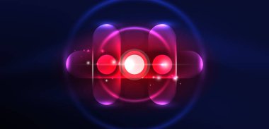 Soyut parlak neon ışıklı tekno daireler arka planı