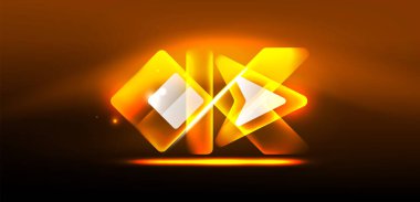 Neon parıldayan tekno çizgiler ve oklar, yüksek teknolojili soyut arkaplan şablonu