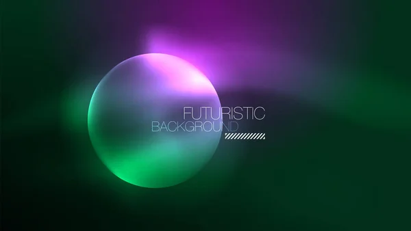 Néon Cercles Lumineux Concept Lumière Espace Énergie Magique Fond Abstrait — Image vectorielle