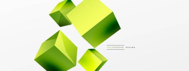 3d vector abstract background. Flying cubes composition. Trendy techno business template for wallpaper, banner, background or landing