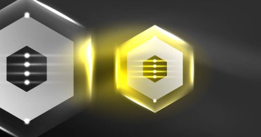 Neon altıgen arka plan. Duvar kağıdı, afiş, arkaplan, iniş sayfası, duvar resimleri, davetiyeler, posterler için yüksek teknoloji tasarımı