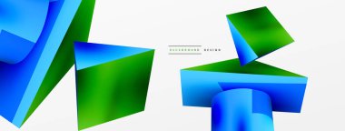 Metalik 3d şekil vektör geometrik arkaplan. Duvar kağıdı, afiş, arkaplan veya iniş için moda tekno iş şablonu