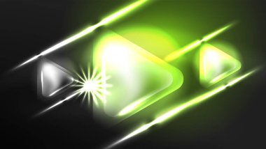 Dijital Neon Soyut Arkaplan, Üçgenler ve Işıklar Geometrik Tasarım Şablonu