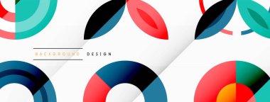 Şebeke bileşimi soyut bir arkaplanda renkli daireler. Duvar kağıdı, afiş, arkaplan, iniş sayfası, duvar sanatı, davetiye, baskılar, posterler için tasarım
