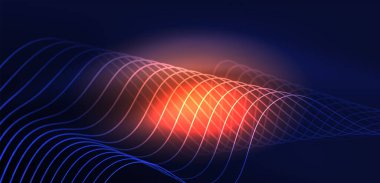 Soyut arkaplan neon dalgası. Duvar kağıdı, afiş, arkaplan, iniş sayfası, duvar resimleri, davetiyeler, posterler için yüksek teknoloji tasarımı