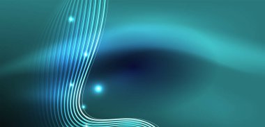 Soyut arkaplan neon dalgası. Duvar kağıdı, afiş, arkaplan, iniş sayfası, duvar resimleri, davetiyeler, posterler için yüksek teknoloji tasarımı