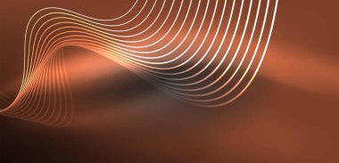 Parlak neon dalgalar. Neon ışığı ya da lazer gösterisi, elektrik akımı, güç hatları, tekno kuantum enerji dürtüsü, parlayan sihirli dinamik çizgiler.