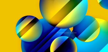 Parlak yüzeyi ve ışığı olan daireler ve gölge efektleri soyut arka plan. Kapaklar, şablonlar, el ilanları, afişler, broşürler, afişler için şablon