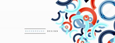 Çemberler, ızgara desenli soyut bir arka planda düzenlenir ve çeşitli renklerin gölgeleri de dahil olmak üzere farklı renk aralıklarına sahiptir. Duvar kağıdı, afiş, sunum, arkaplan şablonu