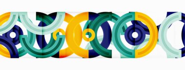 Değişik tonlara ve renklere sahip canlı ve göz alıcı bir tasarıma sahip renkli çemberler girdap ve dinamik bir etki yaratıyor.