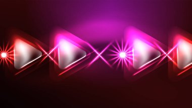 Karanlıkta ışık efektli tekno neon üçgenler