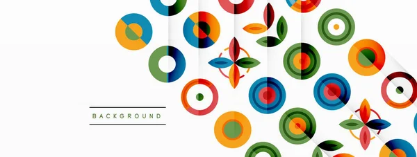 网格构图中色彩斑斓的圆形抽象背景 登陆页 墙面艺术 邀请函 印刷品 海报的设计 — 图库矢量图片