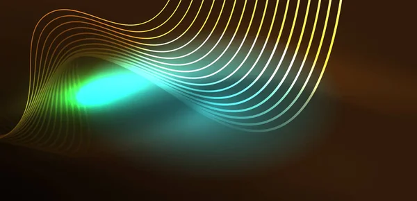 Błyszcząca Świecąca Neonowa Fala Neonowe Światło Lub Laser Impuls Elektryczny — Wektor stockowy