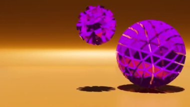 Tekno küreler 3 boyutlu hareket grafikleri. Geometrik döngüsel canlandırma arkaplanı