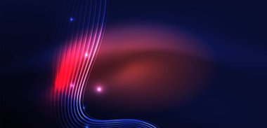 Soyut arkaplan neon dalgası. Duvar kağıdı, afiş, arkaplan, iniş sayfası, duvar resimleri, davetiyeler, posterler için yüksek teknoloji tasarımı