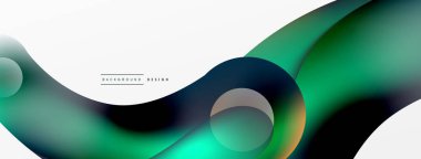 Fluid abstract background. Liquid color gradients composition. Round shapes and circle flowing design for wallpaper, banner, background or landing