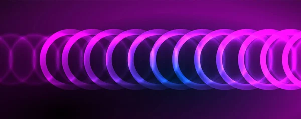 Neon Cerchi Incandescenti Linee Forma Rotonda Concetto Luce Spazio Energia — Vettoriale Stock