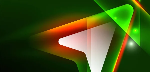 霓虹灯发光技术线条和箭头 高科技未来抽象背景模板 — 图库矢量图片