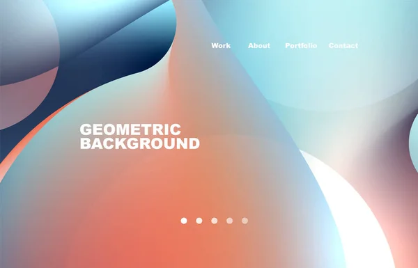Landing Page Abstract Liquid Background Flowing Shapes Design Circle Web — 스톡 벡터