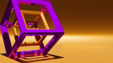 Cam ya da metalik kablo küpleri 3 boyutlu animasyon arka plan. Tekno geometrik döngü hareketi soyut arkaplan