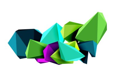 Düşük-polyester üçgenlerden inşa edilmiş geometrik üç boyutlu şekillere sahip modern ve şık bir arka plan, çağdaş tasarımlar için mükemmel.