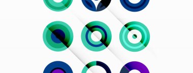 Şebeke bileşimi soyut bir arkaplanda renkli daireler. Duvar kağıdı, afiş, arkaplan, iniş sayfası, duvar sanatı, davetiye, baskılar, posterler için tasarım