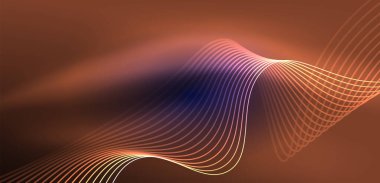 Soyut arkaplan neon dalgası. Duvar kağıdı, afiş, arkaplan, iniş sayfası, duvar resimleri, davetiyeler, posterler için yüksek teknoloji tasarımı